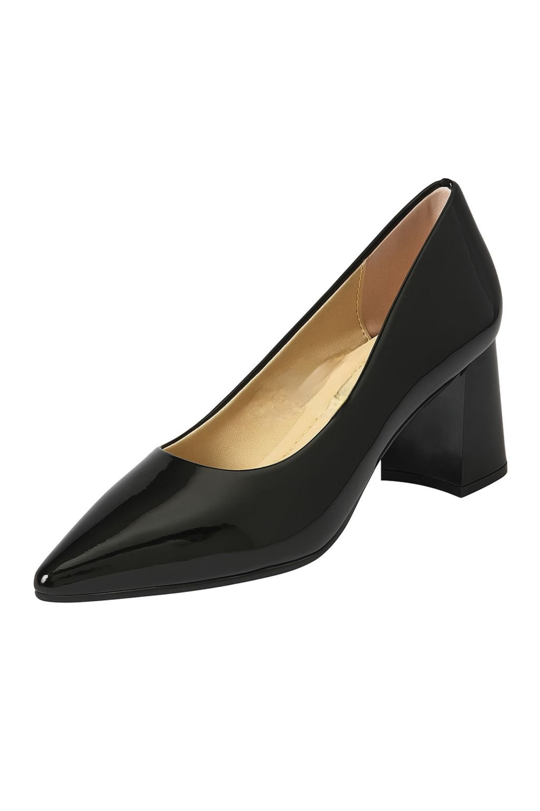 Zapato punta fina y tacón ancho